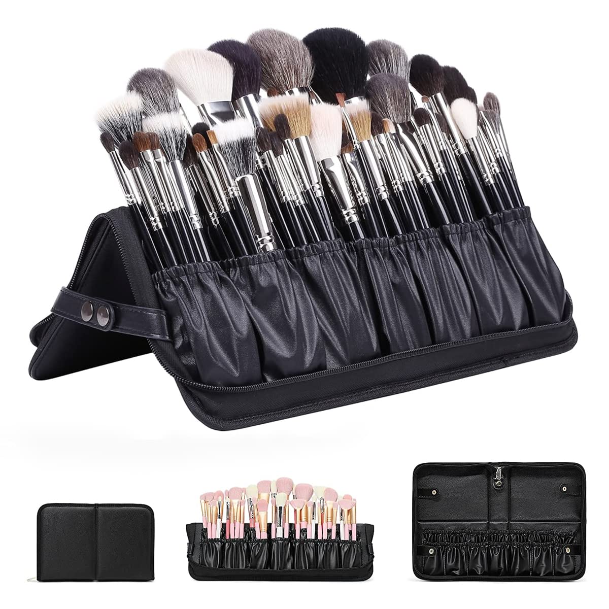 MAYCREATE Makeup Brush Holder Bag Portable Travel Makeup Organizer Bag Foldable Zipper Cosmetic Makeup Brush Pouch Storage Case with 29 Elastic Pockets MAYCREATE Makeup Brush Holder Bag Portable Travel Makeup Organizer Bag Foldable Zipper Cosmetic Makeup Brush Pouch Storage Case with 29 Elastic Pockets